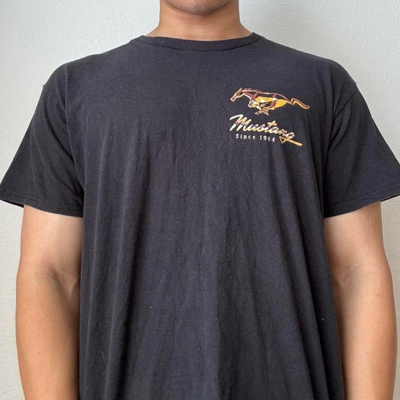 Ford Mustang Anniversary Logo Black Graphic T-Shirt for Men - Picture 2 of 5
